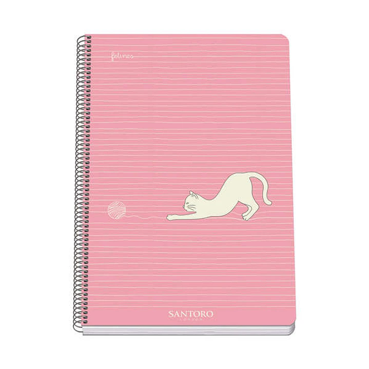 Dohe Santoro Felines Cuaderno Espiral Tapa Rigida - Tamaño Folio de 80 Hojas 90gr - Hojas con Cuadricula 4mm 1