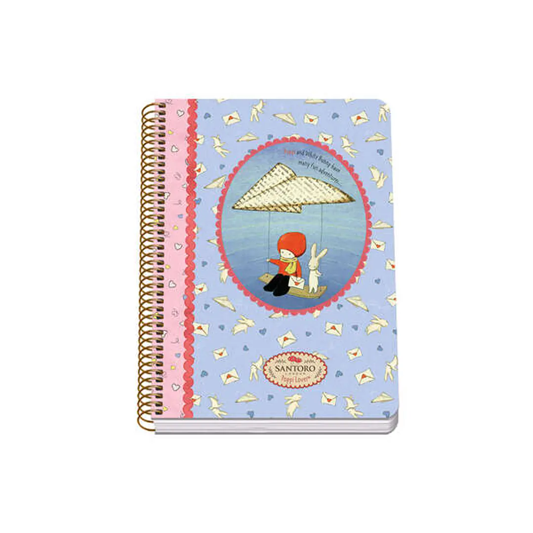 Dohe Santoro Poppi Loves Messenger Cuaderno Espiral Tapa Rigida - Tamaño A5 de 80 Hojas 90gr - Hojas con Cuadricula 4mm 1