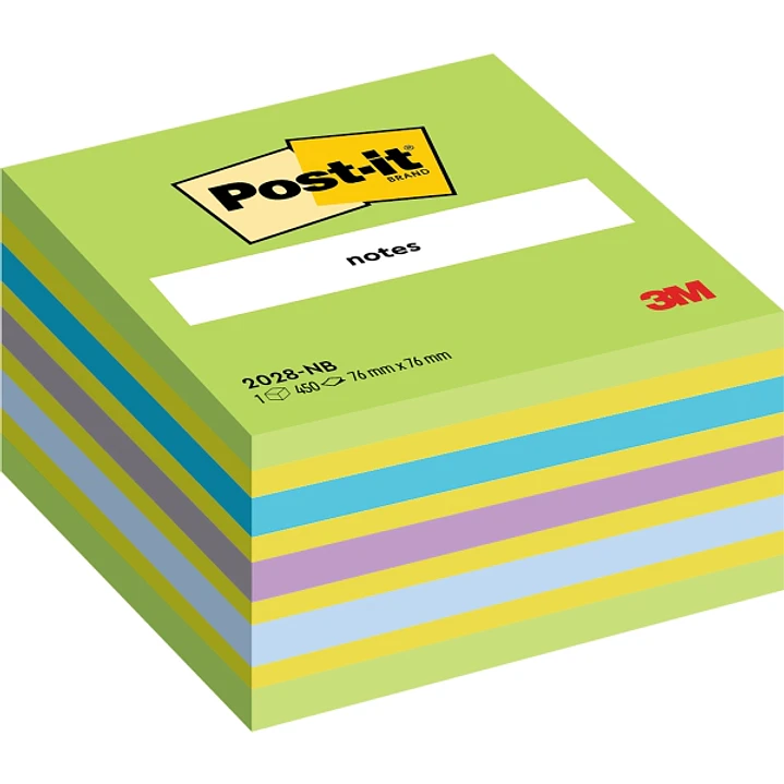 Post-It Cubo de 450 Notas Adhesivas Reposicionables - Forma Cuadrada - 76x76mm - Colores Surtidos 1