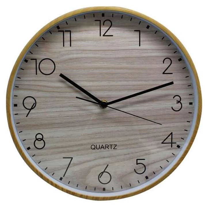 Bismark Reloj Oficina Marco Efecto Madera - Marco Plastico - Lente de Cristal - Manecillas de Aluminio - Esfera de PVC - Color Marrón 1