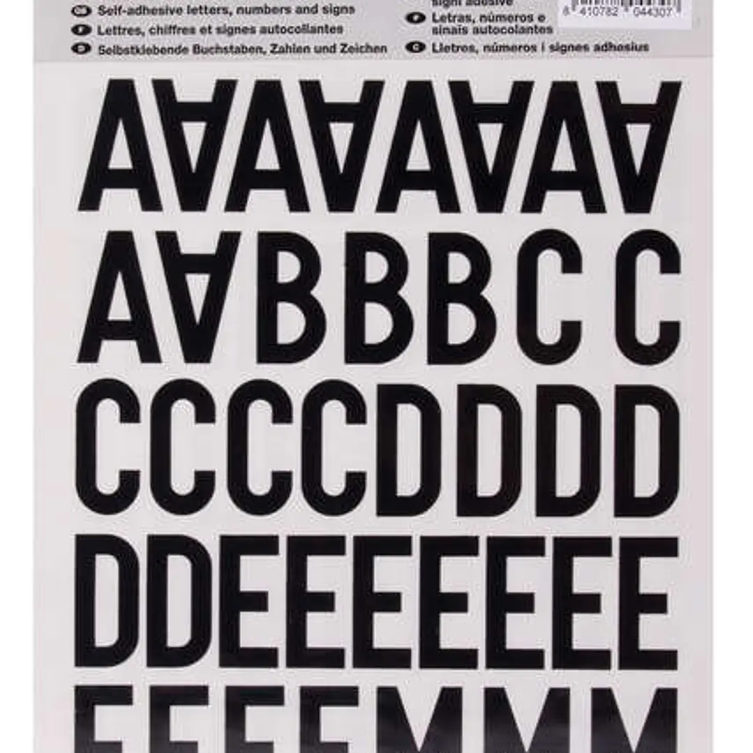 Apli Letras Adhesivas de Palo Mayusculas - Altura 30mm - Color Negro - Pack de 4 Hojas con 153 Letras 1