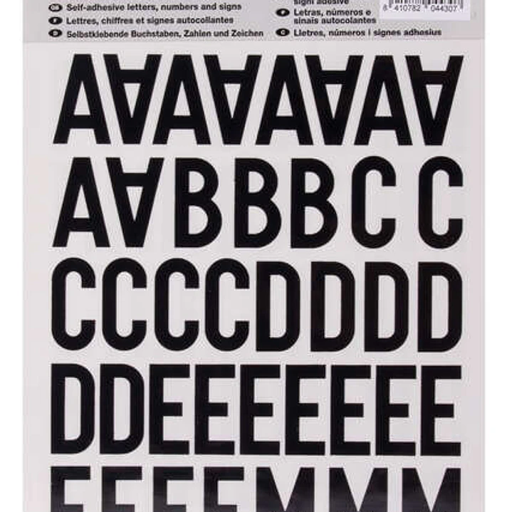 Apli Letras Adhesivas de Palo Mayusculas - Altura 30mm - Color Negro - Pack de 4 Hojas con 153 Letras 1