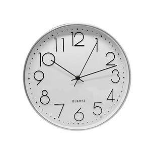 Bismark Reloj Oficina Plata - Marco Plastico - Lente de Cristal - Manecillas de Aluminio - Esfera de PVC - Color Plata