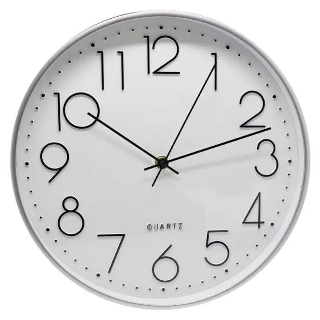 Bismark Reloj Oficina Plata - Marco Plastico - Lente de Cristal - Manecillas de Aluminio - Esfera de PVC - Color Plata 1