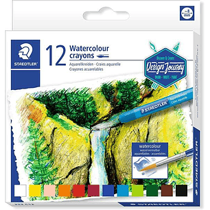 Staedtler Crayones Acuarelables 223 Pack de 12 Lapices de Cera - Facil de Mezclar - Extremadamente Opacos - Colores Surtidos