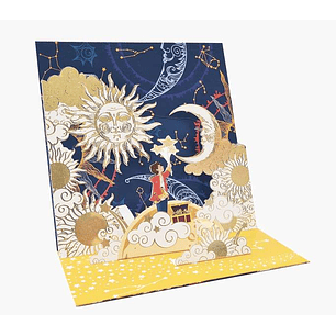 Pictura Tarjeta 3D Pop-Up - 16x16cm - Tematica Astros - Embolsada en Celofan - Incluye Sobre Blanco - Papel con Certificacion FSC