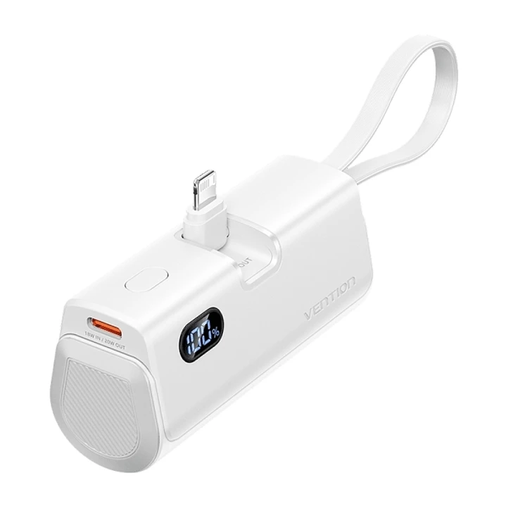 Vention PowerBank 4800mAh - Lightning - Carga Rapida 22.5W - Conector Plegable - Color Blanco 1