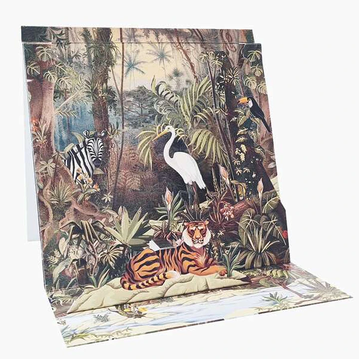 Pictura Tarjeta 3D Pop-Up - 16x16cm - Tematica de La Jungla - Embolsada Individualmente - Incluye Sobre Blanco - Papel con Certificacion FSC 1