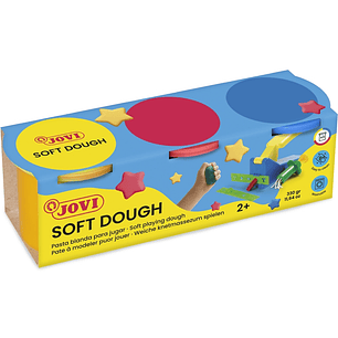 Jovi Soft Dough Blandiver Estuche de 3 Botes 110gr - Blanda y Flexible - Facil de Amasar y Moldear - Ideal para Iniciacion al Modelaje - Fomenta Creat