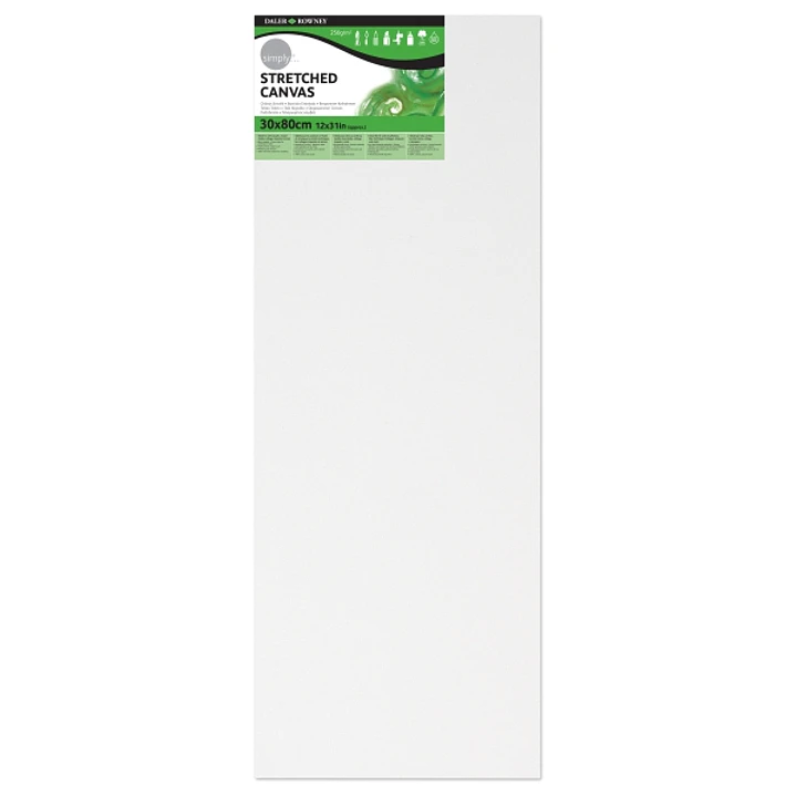 Daler Rowney Simply Bastidor Entelado - 30x80cm - Imprimacion Triple - Grano Medio - 100% Algodon sin Acido - 250g - Color Blanco 1