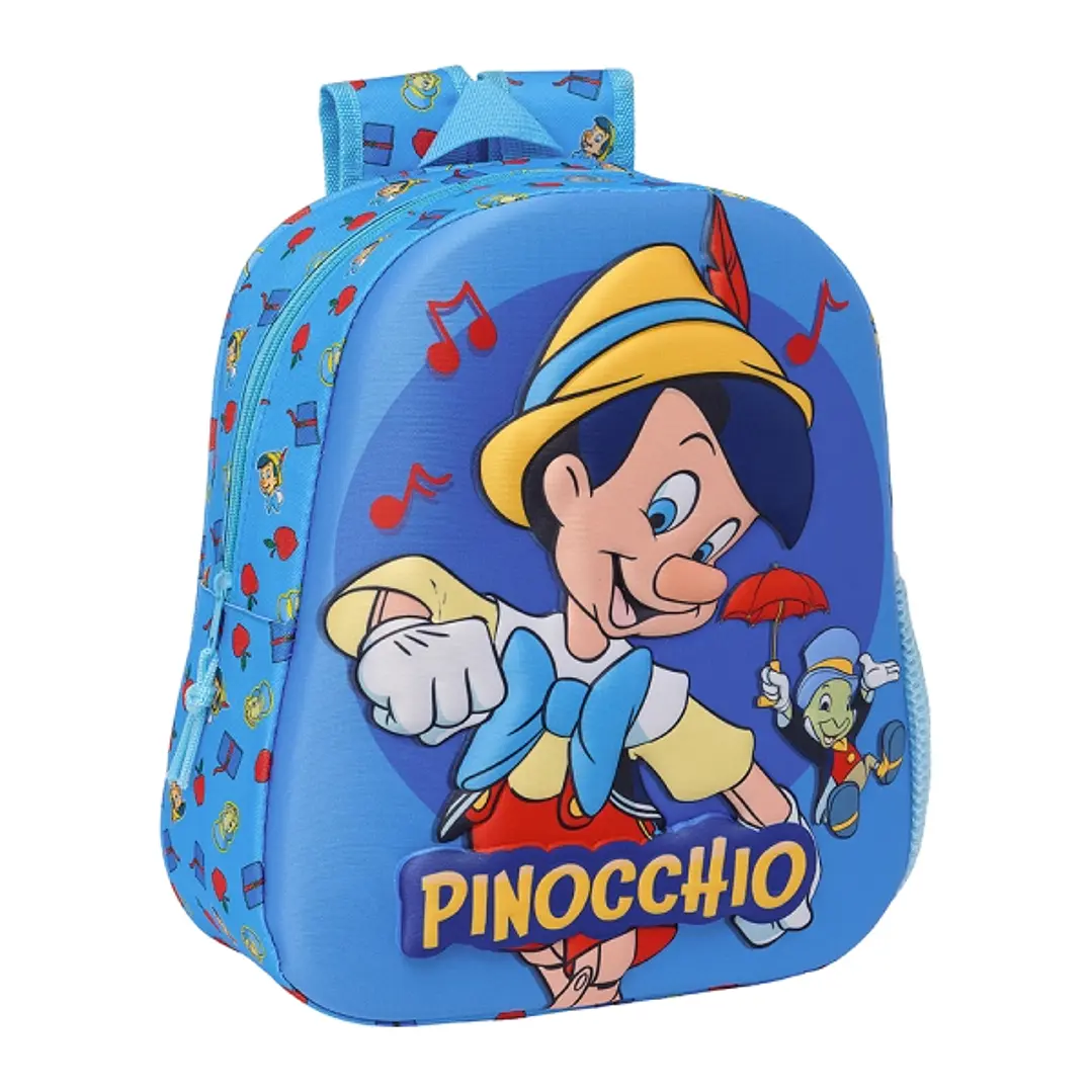 Safta Pinocho Mochila 3D de 8.64L - Portabotellas - Tarjeta de Identificacion Personal - Hombreras Acolchadas - 27x33x10cm - Color Azul 1