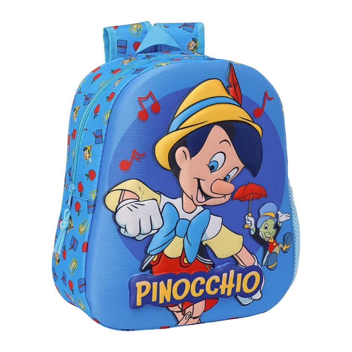 Safta Pinocho Mochila 3D de 8.64L - Portabotellas - Tarjeta de Identificacion Personal - Hombreras Acolchadas - 27x33x10cm - Color Azul 1