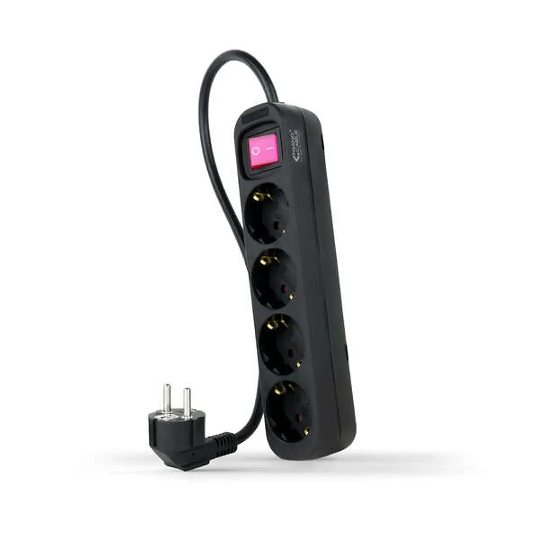 Nanocable Regleta de Proteccion con 4 Shuckos - Cable de 1.40m - Interruptor On/Off - Color Negro 1
