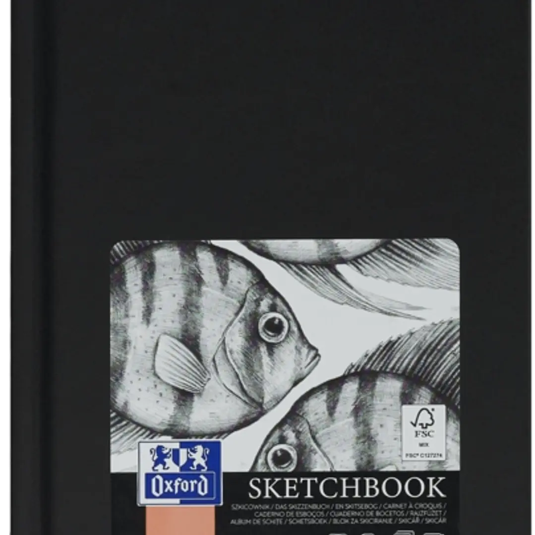Oxford Artbooks A6 Cuaderno Cosido Esbozo - Tapa Extradura Resistente - 96 Hojas de 100gr - Color Negro 1