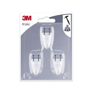 3M Pack de 3 Ganchos para Clavar - Formato S - Soporta hasta 2.5kg - Color Blanco