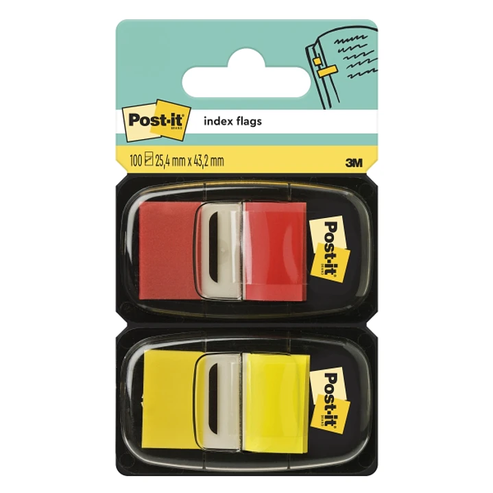 Post-It Index Pack de 2 Dispensadores con 100 Marcadores de Indice Reposicionables - Forma Rectangular - Colores Surtidos 1