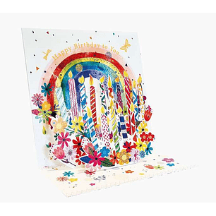 Pictura Tarjeta 3D Pop-Up - 16x16cm - Tematica Velas de Cumpleaños - Embolsada Individualmente - Incluido Sobre Blanco - Papel con Certificacion FSC