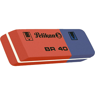 Pelikan Caja de 40 Gomas BR40 - Doble Funcion para Tinta y Lapiz - Alta Calidad - Resistente - Precision en el Borrado - Color Azul/Rojo
