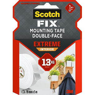 Scotch-Fix Cinta de Montaje para Interior Extremo de Doble Cara - 19mm x 5m - Color Blanco