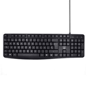Ewent Teclado con Cable de Oficina - 104 Teclas - Cable USB-A de 1.35m - Color Negro