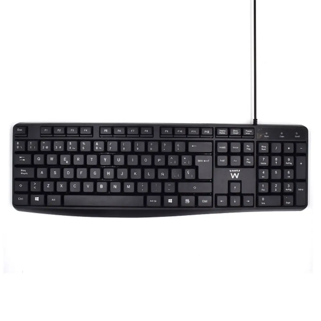 Ewent Teclado con Cable de Oficina - 104 Teclas - Cable USB-A de 1.35m - Color Negro 1