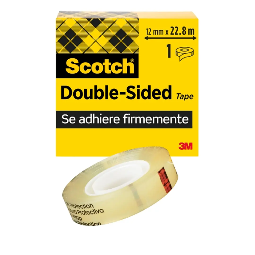 Scotch Cinta Adhesiva de Doble Cara - 12mm x 22.8m - Color Transparente 1