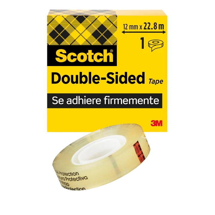 Scotch Cinta Adhesiva de Doble Cara - 12mm x 22.8m - Color Transparente 1
