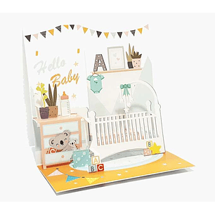 Pictura Tarjeta 3D Pop-Up - 16x16cm - Tematica Bebes - Embolsada Individualmente - Incluido Sobre Blanco - Papel con Certificacion FSC