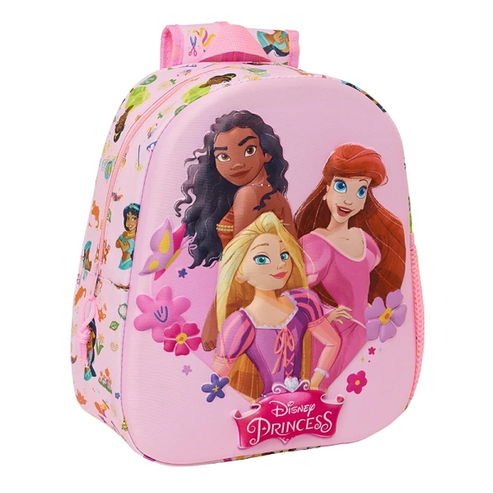 Safta Princesas Disney Mochila 3D - Asa de Mano - Portabotellas Lateral - 27x33x10cm - Color Rosa 1