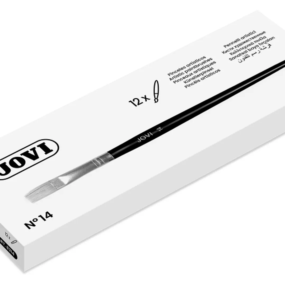 Jovi Pinceles Artisticos Planos Pelo de Cerda Nº 14 - Pelo Natural - Mango de Madera - Punta Plana - Pelo Duro - Color Varios 1