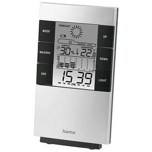Hama Medidor de Temperatura y Humedad para Interior - Pantalla Digital - Reloj - Alarma - Prevision Meteorologica - Memoria de Datos - Permite Colgar 
