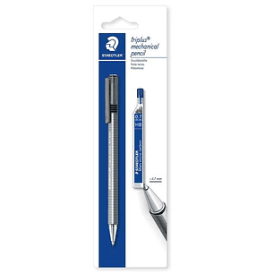 Staedtler Pack de 1 Portaminas Triplus Micro 774 de 0.7mm + 1 Tubo de 12 Minas - Diseño Triangular Ergonomico - Punta de Metal Retractil - Goma de Bor