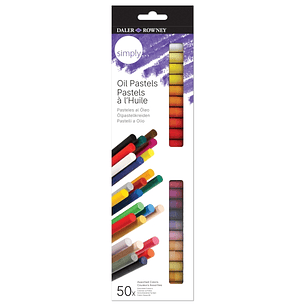 Daler Rowney Simply Pack de 50 Pasteles al Oleo - Caja de Carton - Colores Surtidos