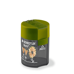 Staedtler 512 F Sacapuntas de 2 Orificios con Deposito - Para Lapices de 8.2mm y 10.2mm - Color Verde