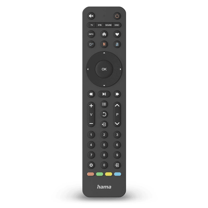 Hama Mando a Distancia para TV - Universal - Alcance 10m - 43 Botones - Acceso Directo a Plataformas de Streaming - Permite 4 Dispositivos Simultaneos 1