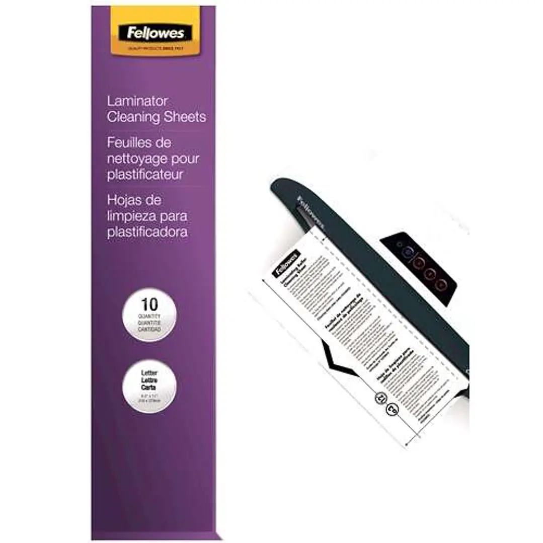 Fellowes Pack de 10 Hojas de Limpieza y Transportador A4 para Plastificadora 1