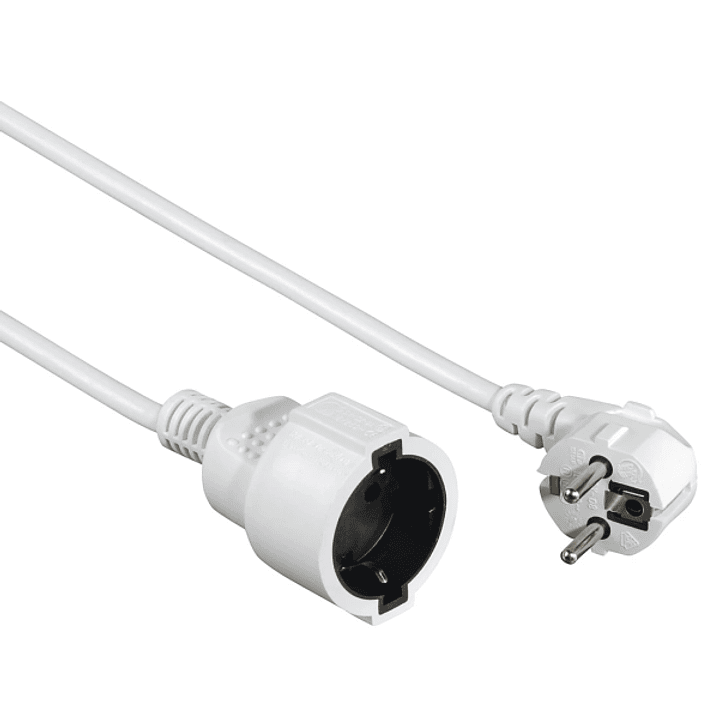 Hama  Cable de Alimentacion Alargador Acodado - Potencia Maxima 3680W - Longitud 5m - Seccion 1.5mm2 - Schuko CEE7 - Color Blanco 1
