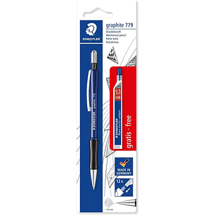 Staedtler Pack de 1 Portaminas 779 de 0.5mm + 1 Tubo de 12 Minas - Zona de Agarre Ergonomica - Resistente a Roturas