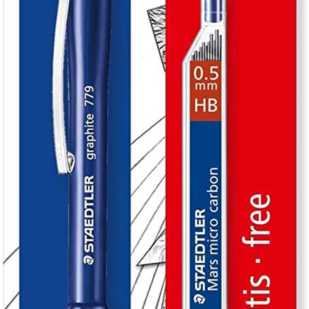 Staedtler Pack de 1 Portaminas 779 de 0.5mm + 1 Tubo de 12 Minas - Zona de Agarre Ergonomica - Resistente a Roturas 1