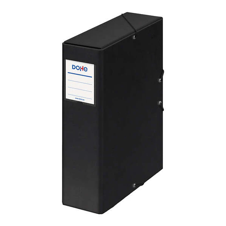 Dohe Caja para Proyectos Lomo 9cm - Carton Forrado con Papel Impreso y Plastificado - Cierre con Gomas - Color Negro 1