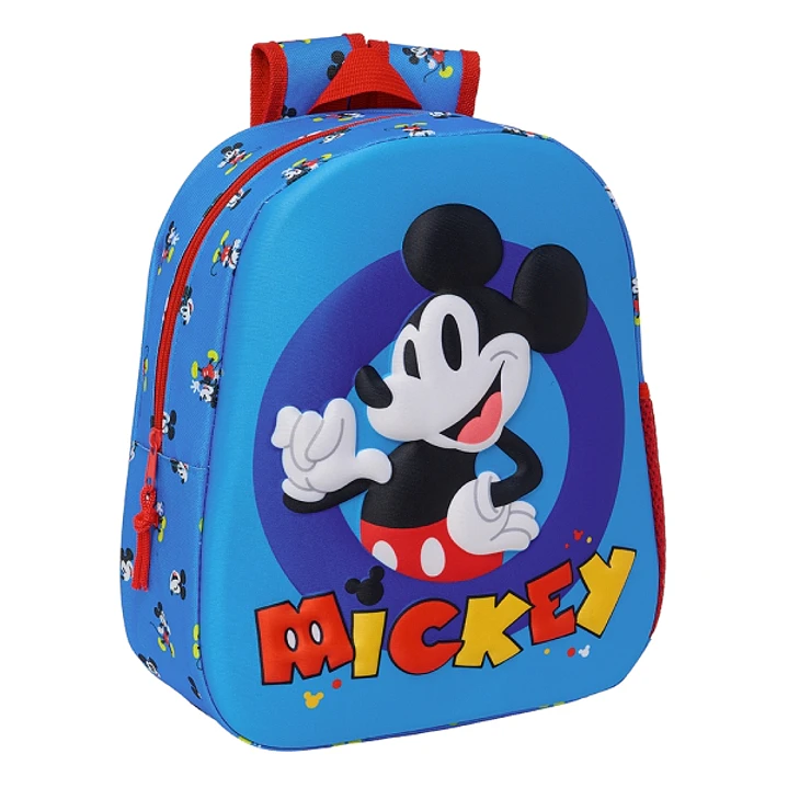 Safta Mickey Mouse Mochila - Asa de Mano - Portabotellas Lateral - 27x33x10cm - Color Azul 1