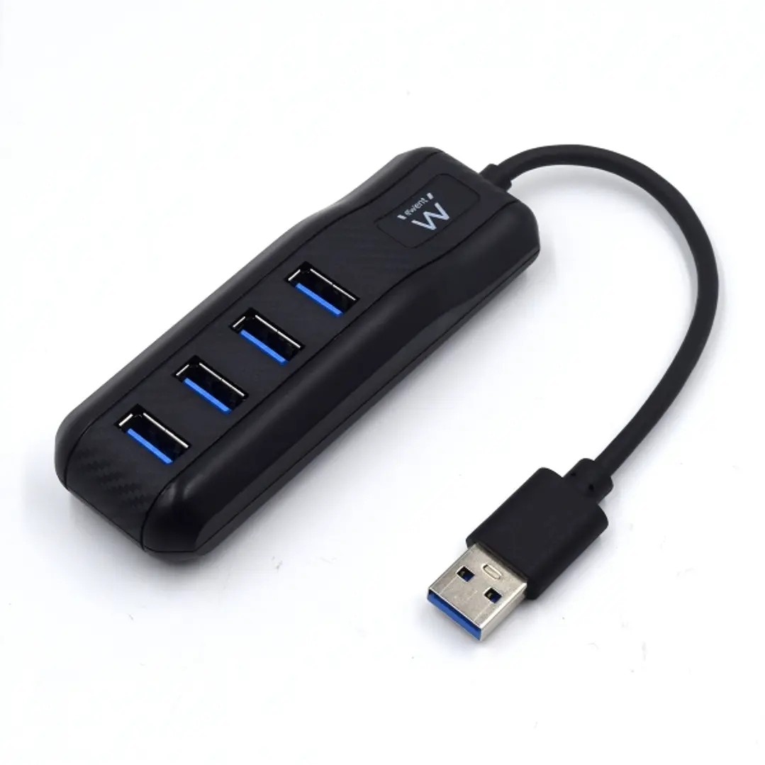 Ewent EW1138 Hub 4 Puertos USB 3.2 - Longitud Cable 15 cm - Velocidad Transferencia max 5Gps - Color Negro 1