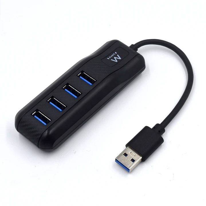 Ewent EW1138 Hub 4 Puertos USB 3.2 - Longitud Cable 15 cm - Velocidad Transferencia max 5Gps - Color Negro 1