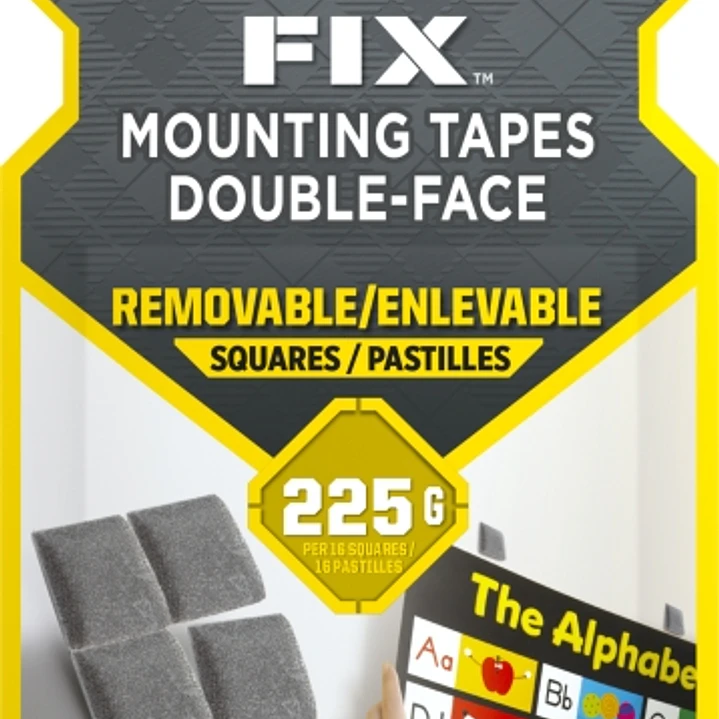 Scotch-Fix Pack de 64 Cuadrados Adhesivos de Doble Cara Reutilizables - 12.7mm x 12.7mm - Color Gris 1