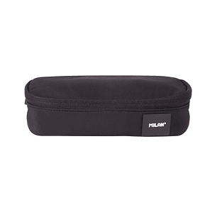 Milan Shadow Estuche Portatodo - Ovalado - Cierre con Cremallera - Malla Interior - 20.5x9x5.5cm - Color Negro