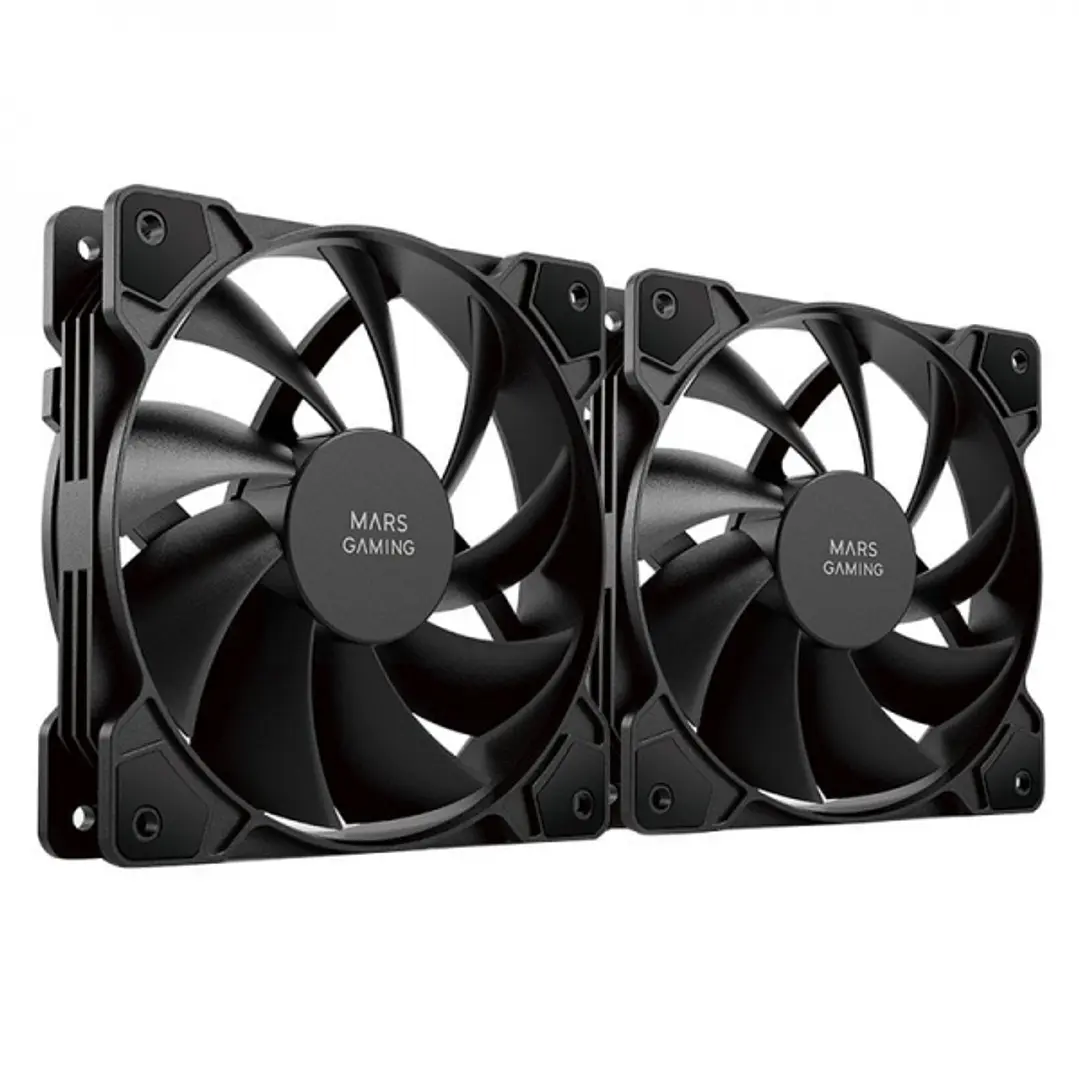 Mars Gaming MFPROX2W Ventiladores Profesionales - Ultra Silenciosos - Rodamientos FDB - Conectividad 3PIN+4PIN - Kit de 2 Unidades - Blanco o Negro -  1
