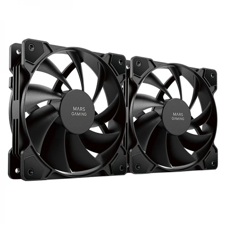 Mars Gaming MFPROX2W Ventiladores Profesionales - Ultra Silenciosos - Rodamientos FDB - Conectividad 3PIN+4PIN - Kit de 2 Unidades - Blanco o Negro -  1