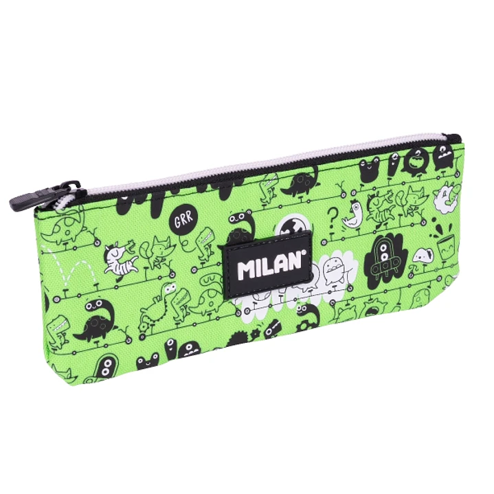 Milan Tandem 2 Estuche Portatodo Plano - Compacto - Cierre de Cremallera - 23x9x1.5cm - Color Verde 1