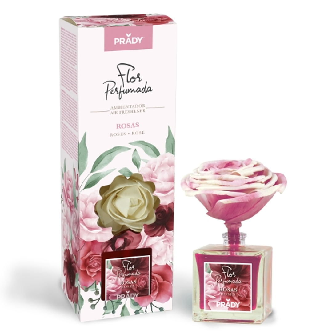 Prady Ambientador Flor Perfumada Rosas - Frasco de Cristal 90ml 1
