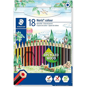 Staedtler Noris Colour 185 Pack de 18 Lapices Hexagonales de Colores - Resistencia a la Rotura - Colores Surtidos